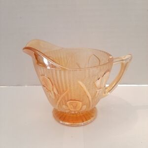 🛍Iridescent Orange Jeannette Creamer Iris/Herringbone DepressionGlass
